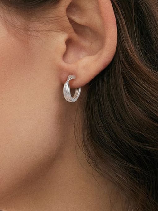 RINNTIN 925 Sterling Silver Geometric Minimalist Huggie Earring 1
