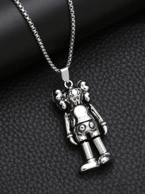 CC Stainless steel Alloy Pendant Robot Hip Hop Long Strand Necklace 2