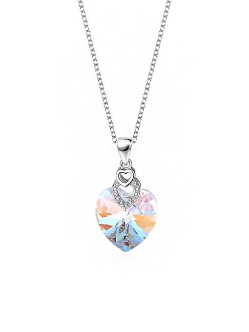 JYTZ 015 (necklace gradient white) 925 Sterling Silver Austrian Crystal Heart Classic Necklace