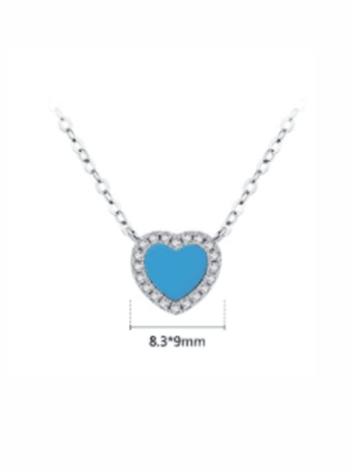 MODN 925 Sterling Silver Cubic Zirconia Enamel Minimalist Heart  Pendant Necklace 3