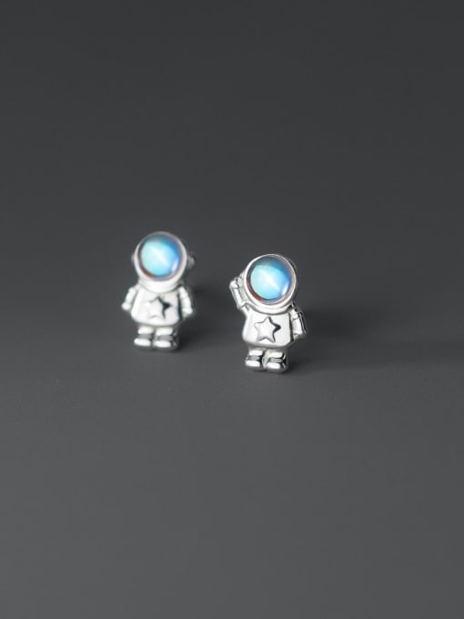 Rosh 925 Sterling Silver Robot Minimalist Stud Earring 0