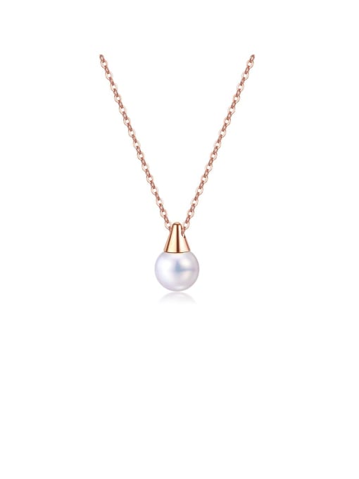 1562- Necklace Titanium Imitation Pearl White Round Minimalist Necklaces