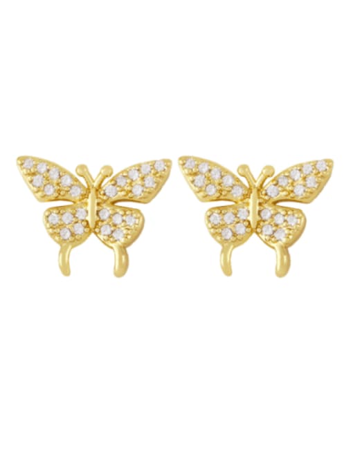 CC Brass Cubic Zirconia Butterfly Minimalist Stud Earring 4