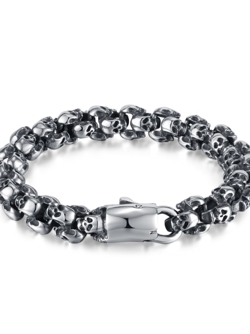 GS1420 Steel Bracelet Titanium Steel Skull Hip Hop Bracelet