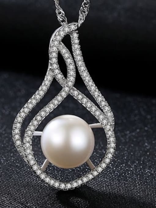 White 7G11 925 Sterling Silver  Fashion irregular Pearl Freshwater Pearl Necklace