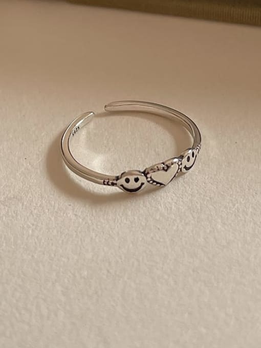Love smile ring 1594  0.9g 925 Sterling Silver Hollow Irregular Vintage Band Ring