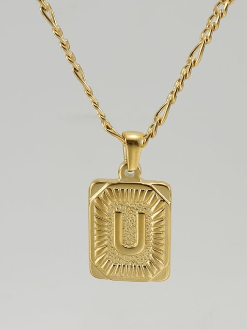 Gold U Titanium Steel Letter Hip Hop coin Necklace with 26 letters