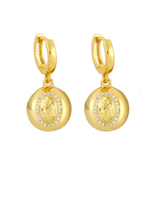 Notre Dame Brass Cubic Zirconia Ball Vintage Huggie Earring