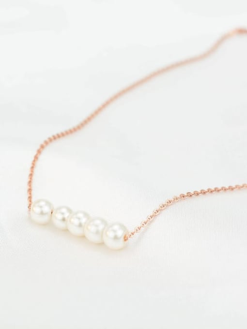 A TEEM Titanium Imitation Pearl White Necklace 2
