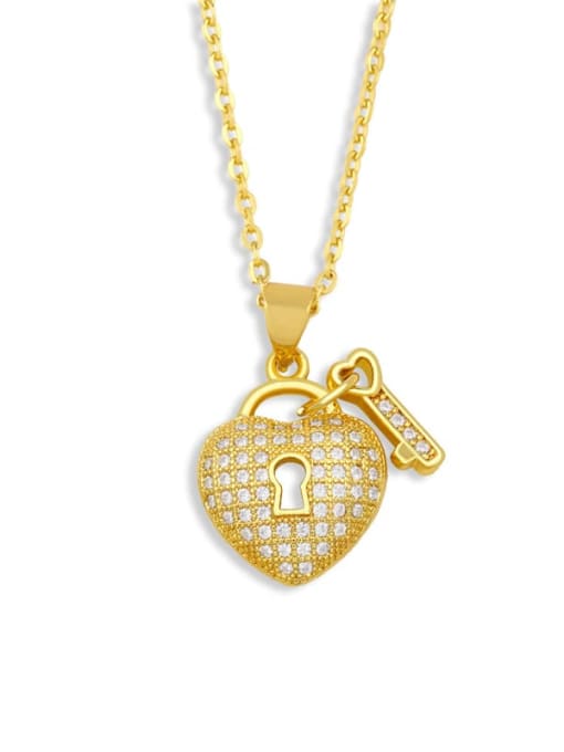 CC Brass Cubic Zirconia Key Minimalist Necklace 2