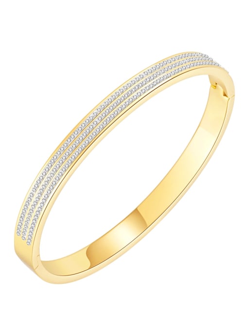 992 gold plated bracelet Titanium Steel Cubic Zirconia Geometric Minimalist Band Bangle