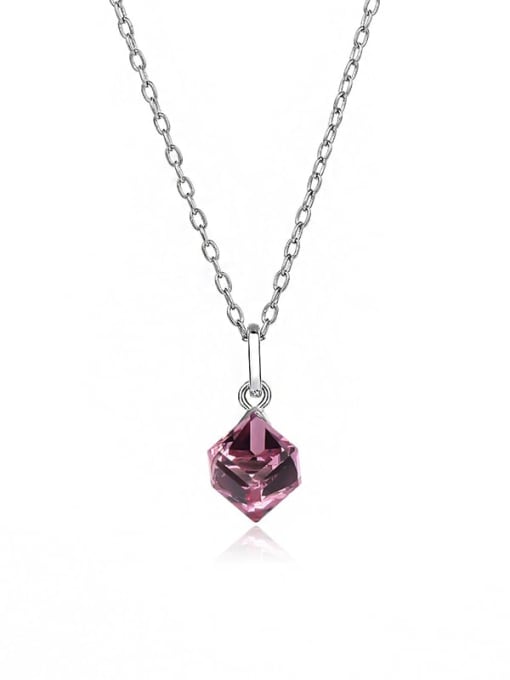 JYXZ 035 (Violet) 925 Sterling Silver Austrian Crystal Geometric Classic Necklace