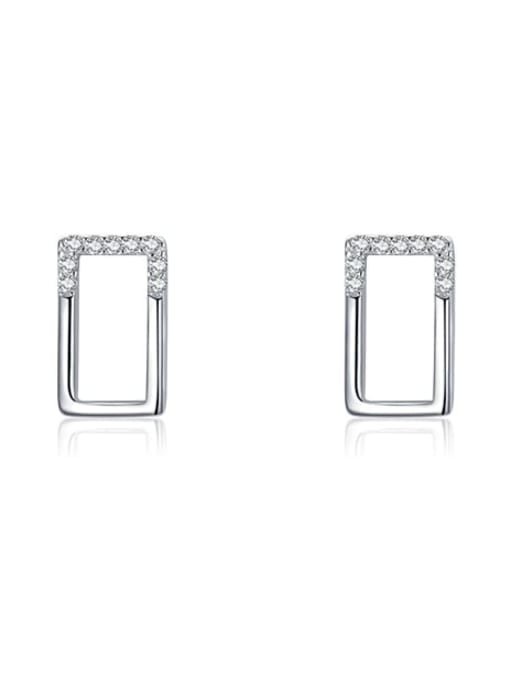 YGE1990  6.5mm*10.5mm 925 Sterling Silver Cubic Zirconia Heart Minimalist Geometry Stud Earring