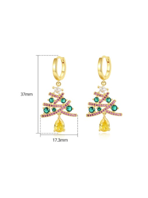 E23051912 Brass Cubic Zirconia Christmas Seris Trend Huggie Earring