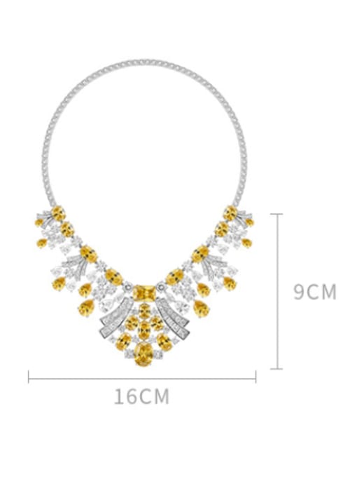 L.WIN Brass Cubic Zirconia Water Drop Luxury Tassel Necklace 2