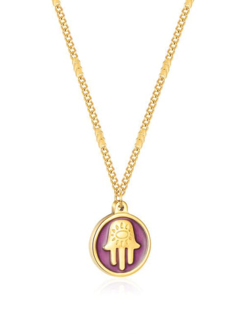 Open Sky Titanium Steel Enamel Palm Hip Hop Necklace