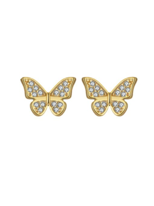 RINNTIN 925 Sterling Silver Cubic Zirconia Butterfly Minimalist Stud Earring 0