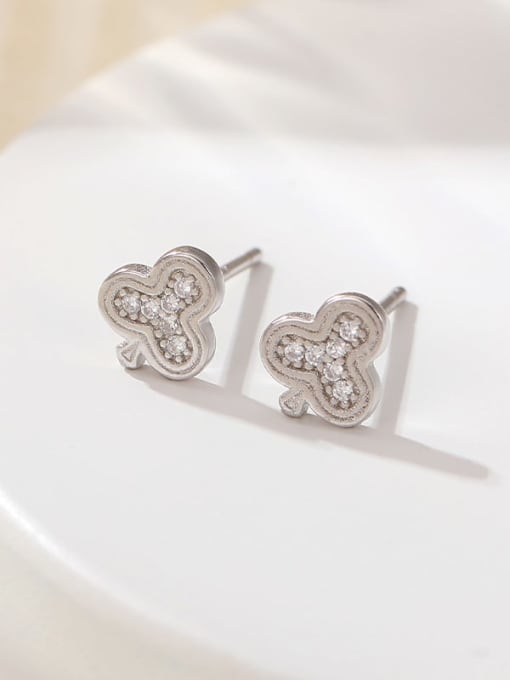 ES2495 Platinum 925 Sterling Silver Cubic Zirconia Heart Dainty Stud Earring