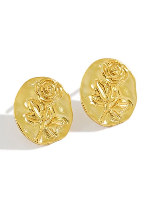 DAKA 925 Sterling Silver Geometric Rose flower Vintage Stud Earring