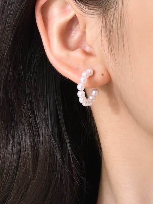 CONG Titanium Steel Imitation Pearl Geometric Minimalist Stud Earring 1