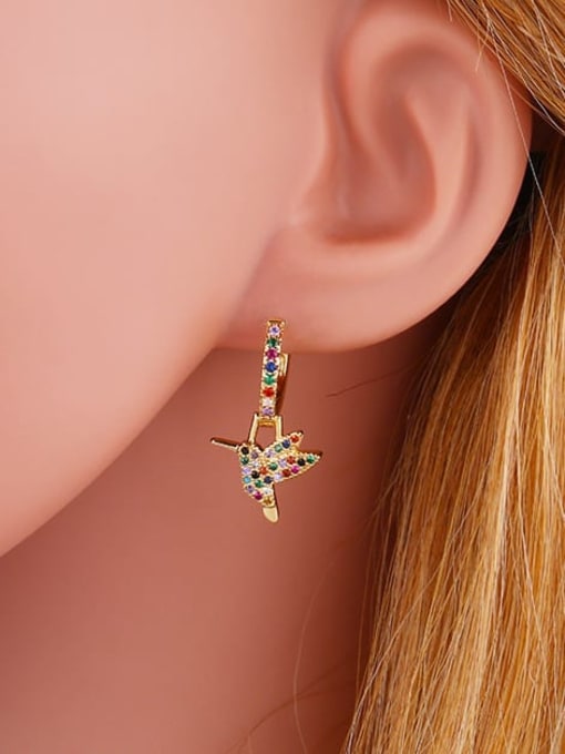 CC Brass Cubic Zirconia Rainbow  Butterfly Ethnic Stud Earring 1