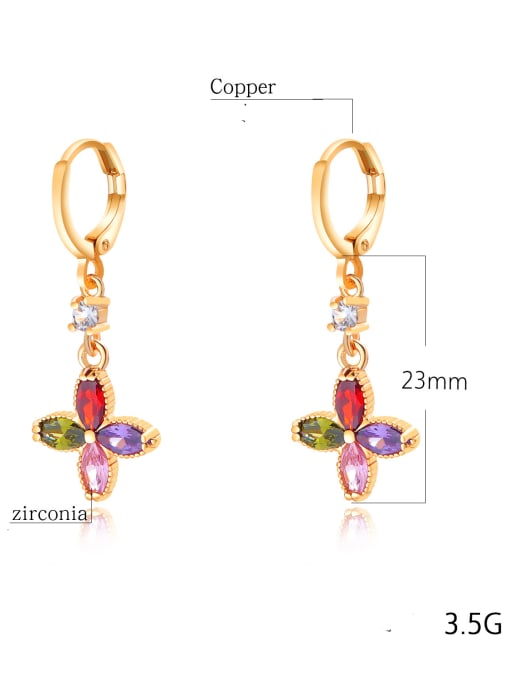 Open Sky Brass Multi Color Cubic Zirconia Geometric Dainty Huggie Earring 3