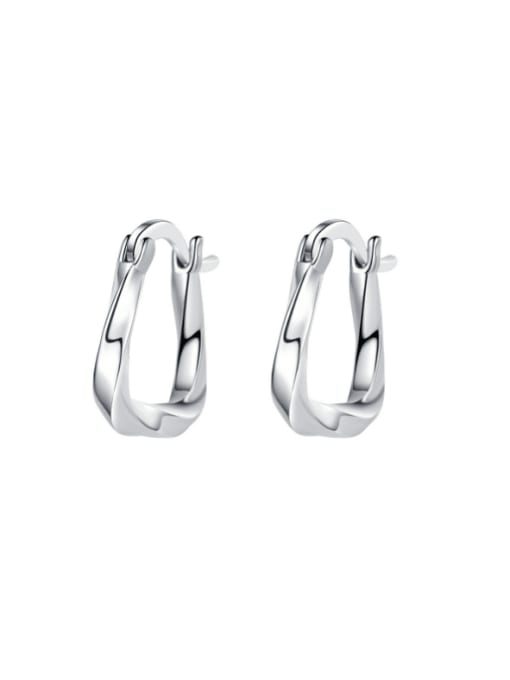 KDP-Silver 925 Sterling Silver Geometric Minimalist Huggie Earring 0