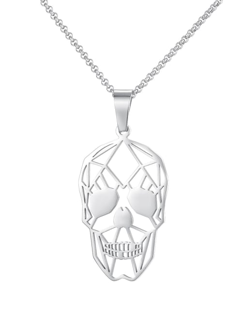 1748 Steel Necklace Titanium Steel Hollow Skull Hip Hop Necklace