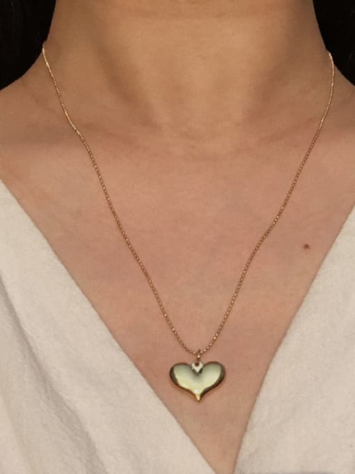 A TEEM Titanium Steel Heart Minimalist Long Strand Necklace 1