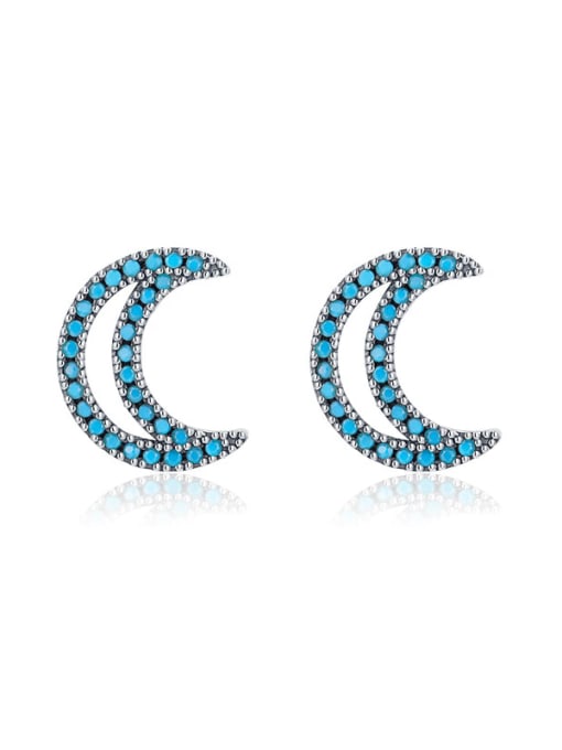 RHE1021 925 Sterling Silver Turquoise Geometric Minimalist Stud Earring