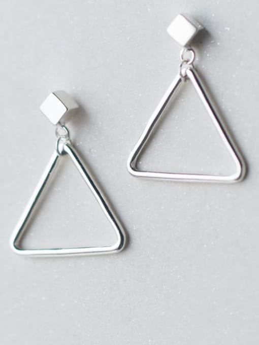 Rosh 925 Sterling Silver Hollow Triangle Minimalist Drop Earring 0