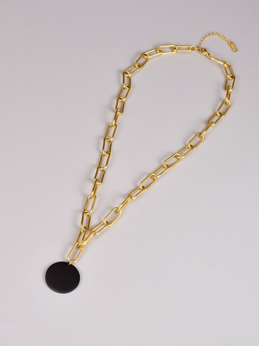 A TEEM Titanium Steel Acrylic Geometric Vintage Hollow Chain Necklace 0