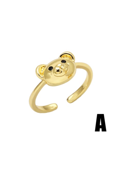 A Brass Cubic Zirconia Bear Vintage Band Ring