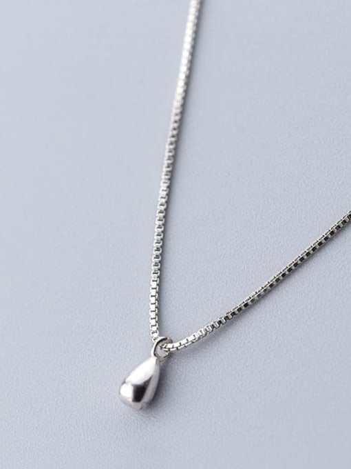 Rosh 925 Sterling Silver smooth Water Drop Minimalist Necklace 2