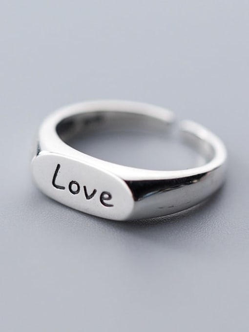 Rosh 925 Sterling Silver  Minimalist English letter Love Free Size Ring 1