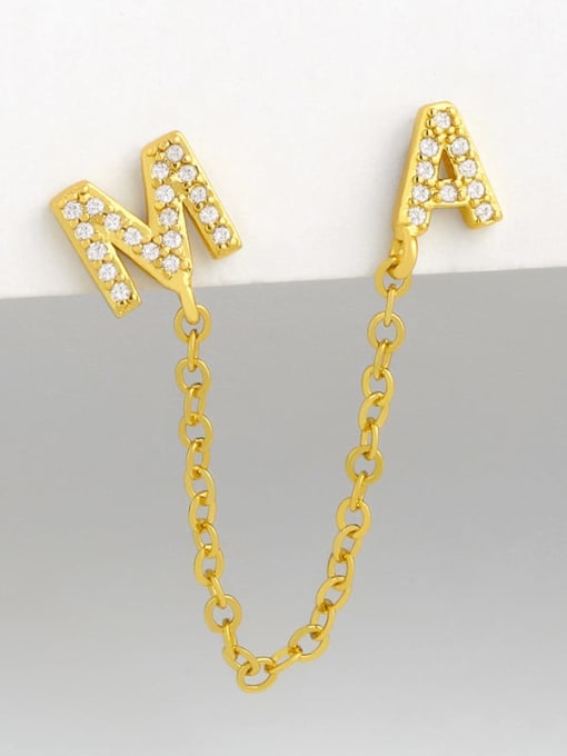 CC Brass Cubic Zirconia Simple chain butterfly letters  Bohemia Stud Earring (single) 0