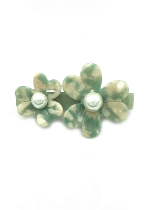 Early spring green Cellulose Acetate Minimalist Flower Zinc Alloy Spring clip Hair Barrette