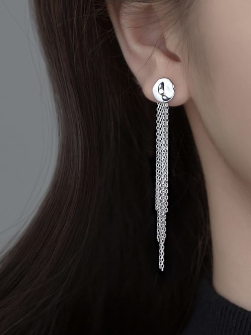 Rosh 925 Sterling Silver Tassel Minimalist Threader Earring 1