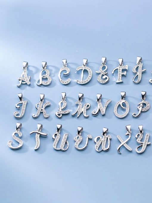 Rosh 925 Sterling Silver Cubic Zirconia Minimalist Letter  Pendant