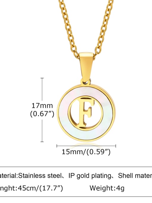 F letter 45CM Stainless steel Shell Letter Minimalist Necklace
