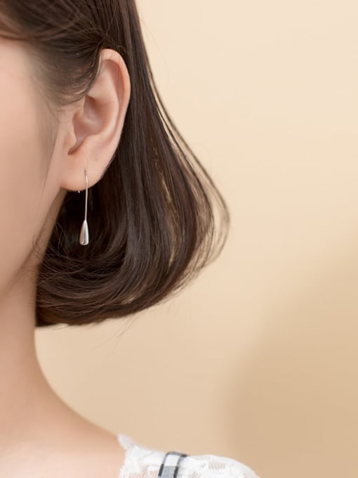 Rosh 925 sterling silver smooth water drop minimalist hook earring 1