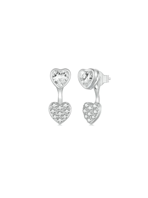 Jare 925 Sterling Silver Cubic Zirconia Heart Dainty Drop Earring 0