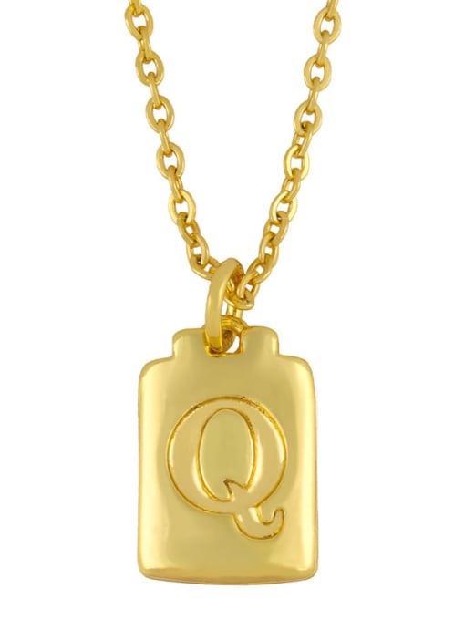 Q Brass Geometric Letter Minimalist Necklace