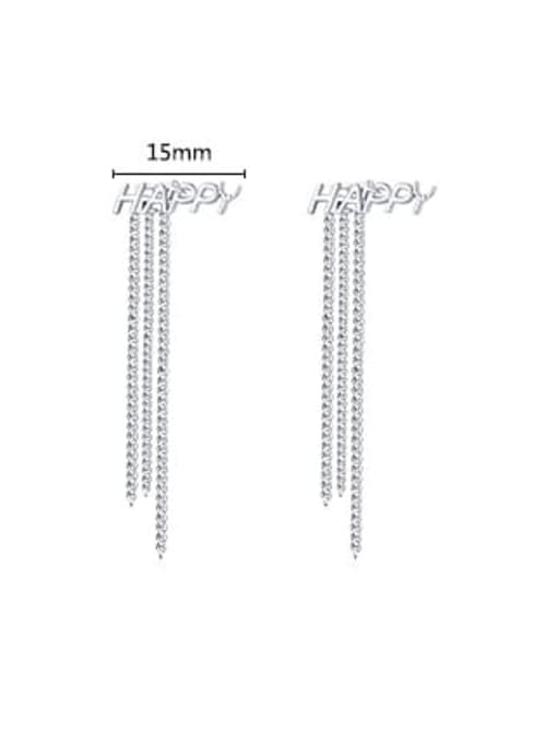 MODN 925 Sterling Silver  Letter Tassel Minimalist Threader Earring 2