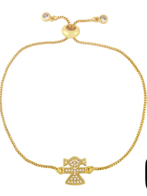 C Brass Cubic Zirconia Crown Vintage Adjustable Bracelet