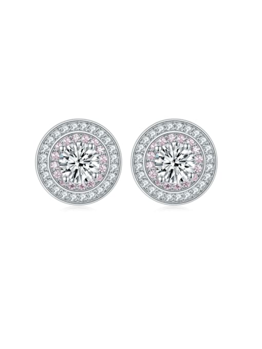Platinum 925 Sterling Silver Cubic Zirconia Round Classic Stud Earring