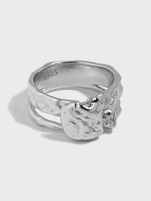 DAKA 925 Sterling Silver Irregular Vintage Band Ring