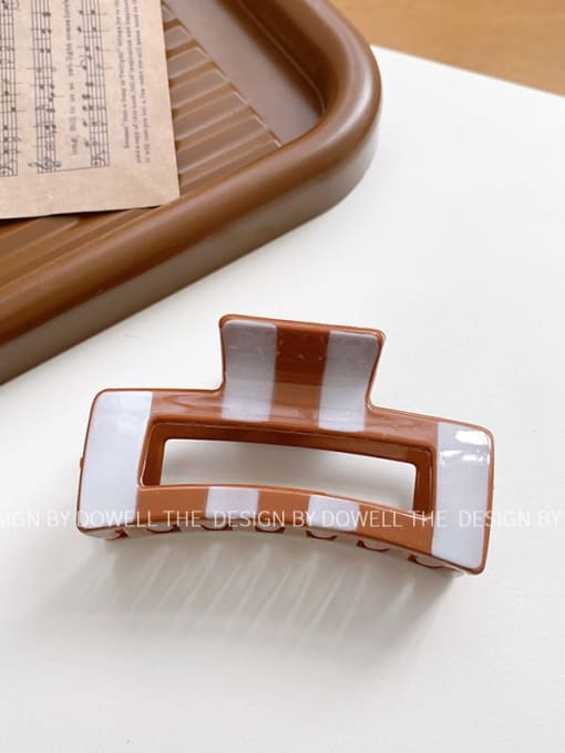 Brown and white lines 8.5cm Zinc Alloy Resin Trend Geometric  Jaw Hair Claw