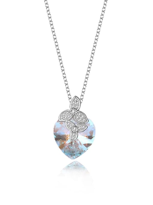 BC-Swarovski Elements 925 Sterling Silver Austrian Crystal Heart Dainty Necklace 4