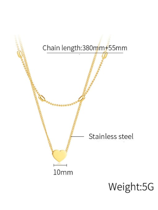 Open Sky Titanium Steel Heart Minimalist Multi Strand Necklace 3